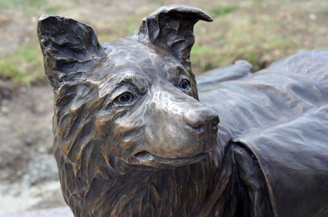 Contact Tyler Fauvelle, featuring Dog Monument part of the Kirkland Lake Centennial Prospector Monument