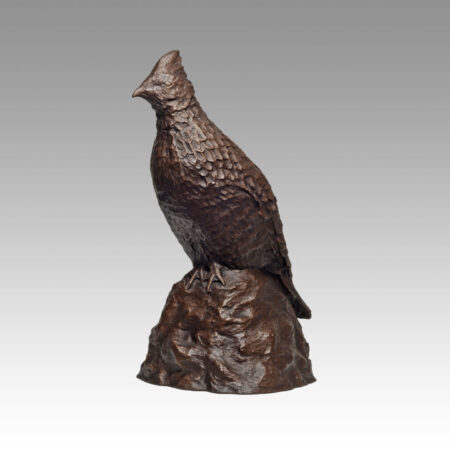 Gallery, Autumn Grouse, $375 CAD, Metal Infused (Interior/Exterior), 14 ¼" H, Edition 60, Wildlife Sculpture of a grouse, Sculptor Tyler Fauvelle