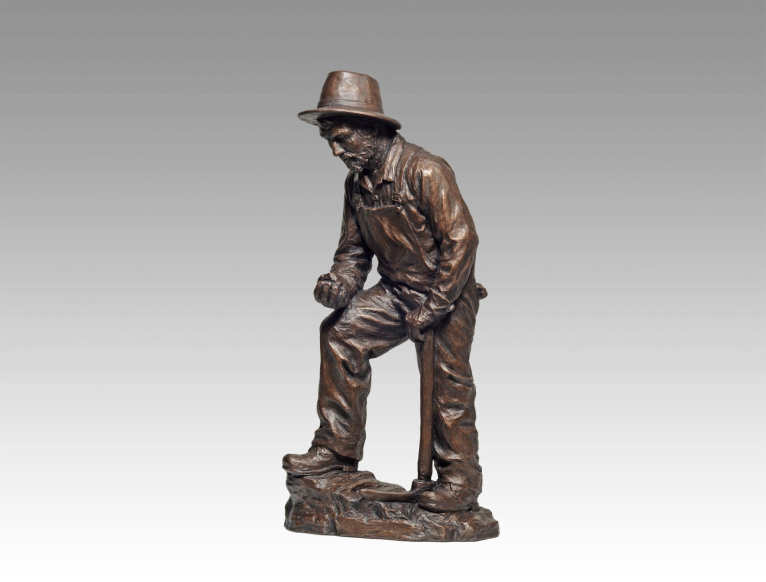 Gallery, New Prospects, $325 CAD, Metal Infused, 16 ¾” H, Edition 80, Mining Sculpture of prospector, Sculptor Tyler Fauvelle
