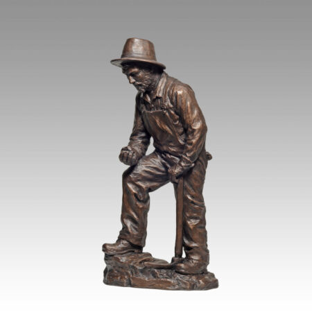 Gallery, New Prospects, $325 CAD, Metal Infused, 16 ¾” H, Edition 80, Mining Sculpture of prospector, Sculptor Tyler Fauvelle