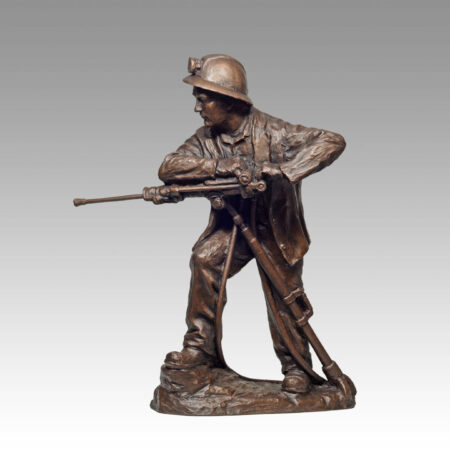 Gallery, Rockin the Drill (Jackleg Driller), $350 CAD, Metal Infused, 17” H x 13 ½” L, Edition 80, Mining Sculpture of a Jackleg Driller , Sculptor Tyler Fauvelle