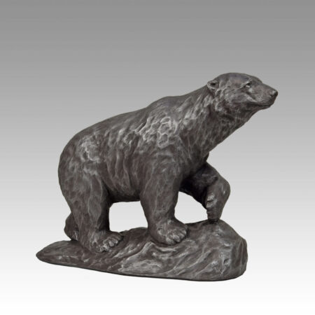 Gallery, Hopeful Return, $450 CAD, Metal Infused, 14 1/2" L x 10 1/4" H, Edition 12, Moonlit Ore Finish, Wildlife Sculpture of a polar bear, Sculptor Tyler Fauvelle