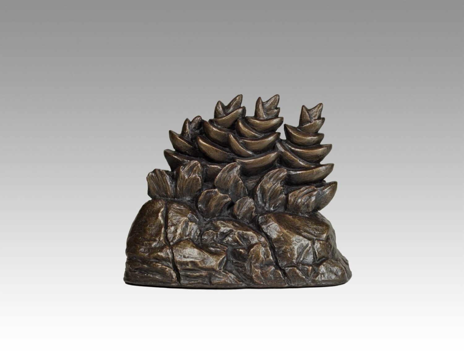 Gallery, Winds of Georgian Bay, $260 CAD, Metal Infused, 8” L ,Edition 60, Land and Folk Sculpture of Georgian Bay area with trees blowing in the wind, Sculptor Tyler Fauvelle