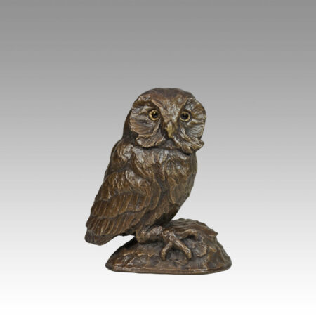 Gallery, Saw-Whet Solo, $175 CAD, Metal Infused, 6" H, Edition 60, Wildlife Sculpture of a Saw-Whet Owl, Sculptor Tyler Fauvelle