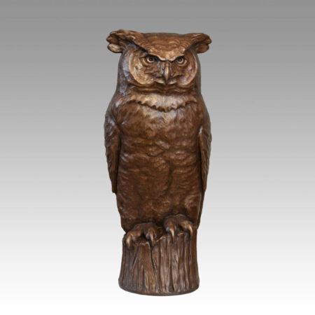 Gallery, Who?, $1,500 CAD, Metal Infused, 2 ft. H, Edition 30, Wildlife Sculpture of a Great Horned Owl, Sculptor Tyler Fauvelle