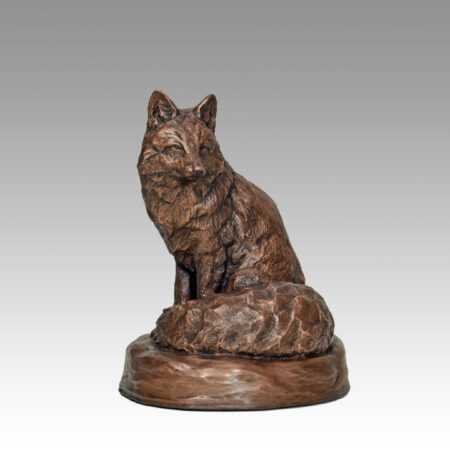 Gallery, Fox Tale, $275 CAD, Metal Infused, 8 ¼" H, Edition 60, Aged Copper Finish, Wildlife Sculpture of a fox, Sculptor Tyler Fauvelle