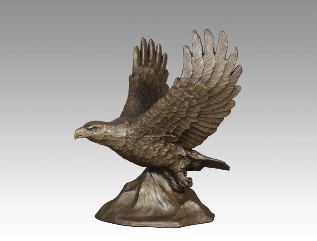 Gallery, Soar!, $575 CAD, Metal Infused, 12 ¾” H, Edition 35, Wildlife Sculpture of an Eagle, Sculptor Tyler Fauvelle