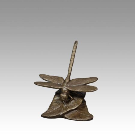 Gallery, A New Leaf, $200 CAD, Metal Infused, 5 ¼" H, Edition 35, Wildlife Sculpture of a dragonfly on a leaf, Sculptor Tyler Fauvelle