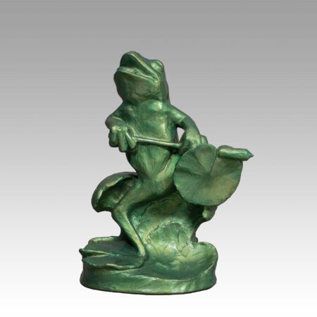 Gallery, The Dancing Frog, $295 CAD, Metal Infused (Exterior/Interior), 10 ½" H, Edition 60, Sculpture of a Dancing Frog from the Norwyld Series, Sculptor Tyler Fauvelle