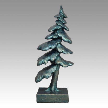 Gallery, Resilience, $400 CAD, Metal Infused, 15 ¾” H, Edition 35, Specialty Finish, Sculpture of a pine tree, Sculptor Tyler Fauvelle