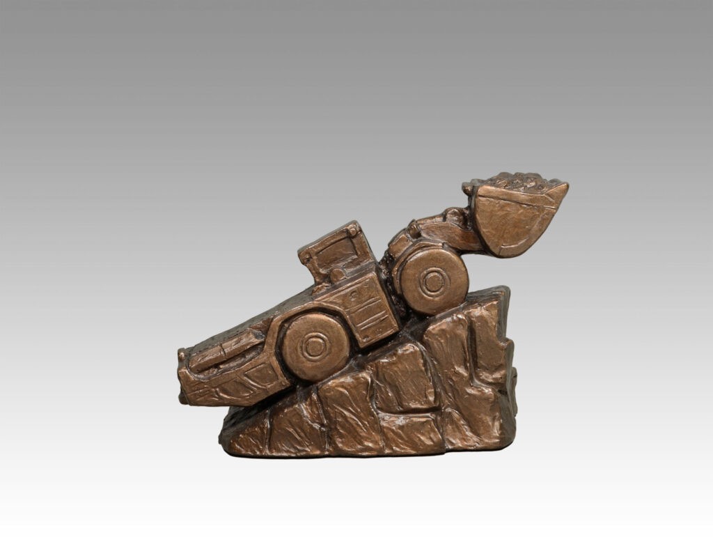 Gallery, What's the Scoop? (Scoop Tram), $175 CAD, Metal Infused, 7 ½” L, Edition 80, Sculpture of a Scoop Tram, Sculptor Tyler Fauvelle