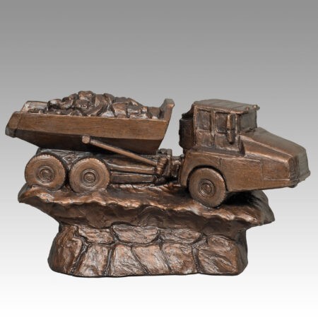 Gallery, The Big Haul (Rock Truck), $375 CAD, Metal Infused, 15 ¾”L x 8 ¾”H, Edition 80, Sculpture of a Rock Truck, Sculptor Tyler Fauvelle