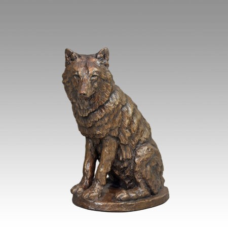 Gallery, Guardian, $325 CAD, Metal Infused, 9 ¾” H, Edition 35, Wildlife Sculpture of a wolf, Sculptor Tyler Fauvelle